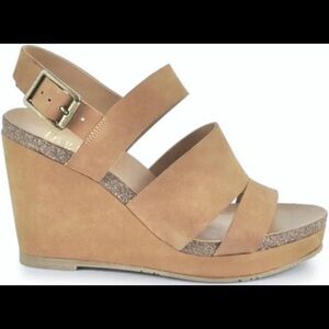 Franco Sarto Fiona Wedge Strappy Sandals Womens 9 Tan